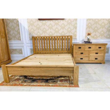 Chunky 1m4 x 2m : Giường Ngủ Gỗ Sồi - Nan Dọc